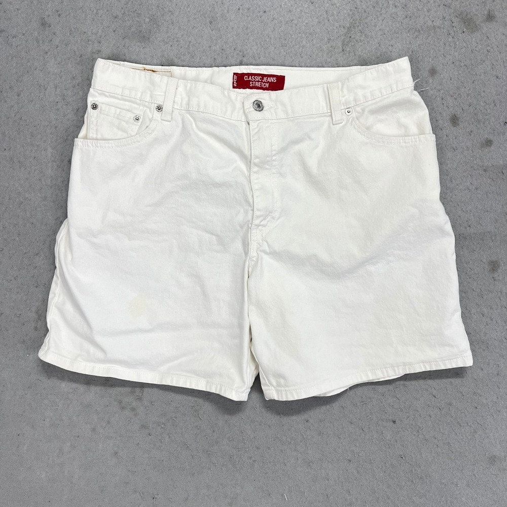 Vintage 03' Levis Classic Jean Stretch Shorts Jorts White Denim 16 MIS High Rise